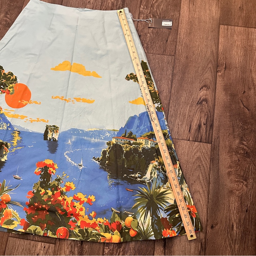 Worthington Cotton Graphic Sea Print Midi Skirt Women’s Size 12 Blue - Picture 5 of 10